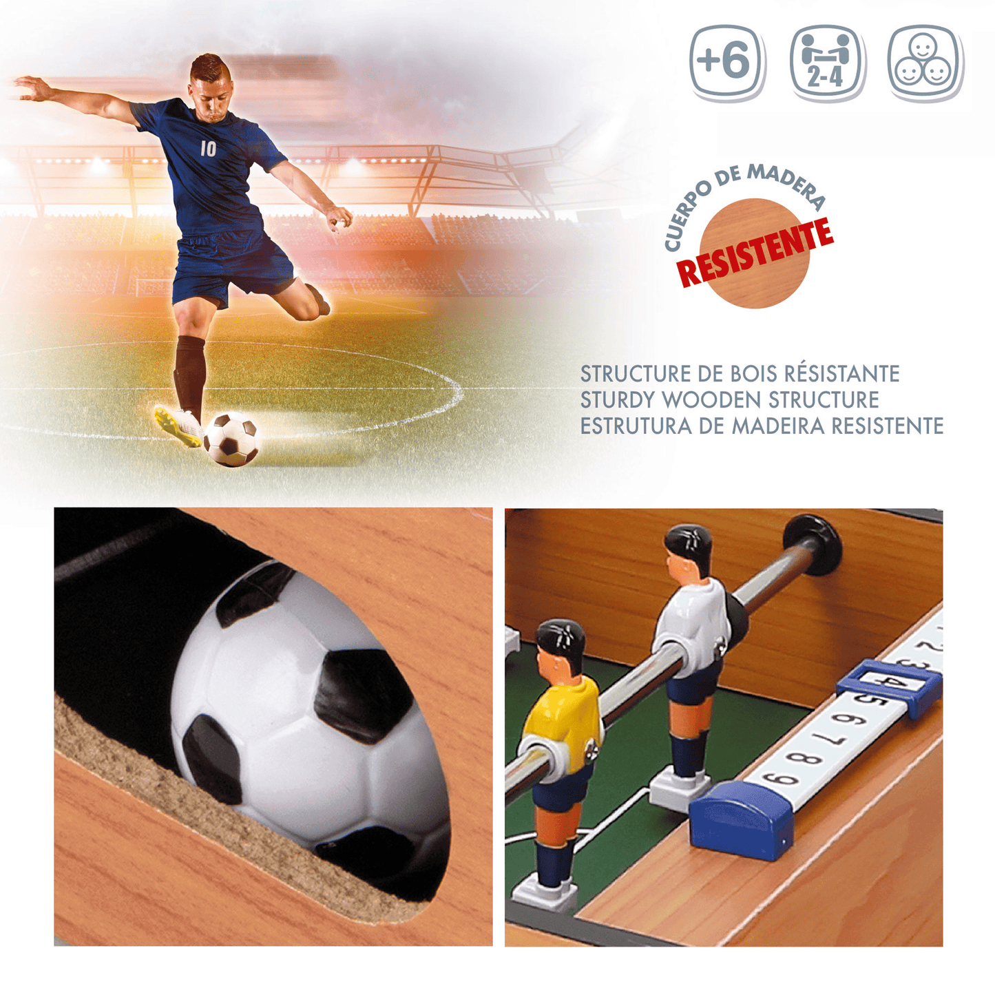 Futbolines para Niños, Futbolin para Niños, Futbolin Mesa Niños, Futbolin para Niños y Niñas, De 2 a 4 Jugadores, Hecho de Madera Resistente, 50 x 31 x 9.5 cm