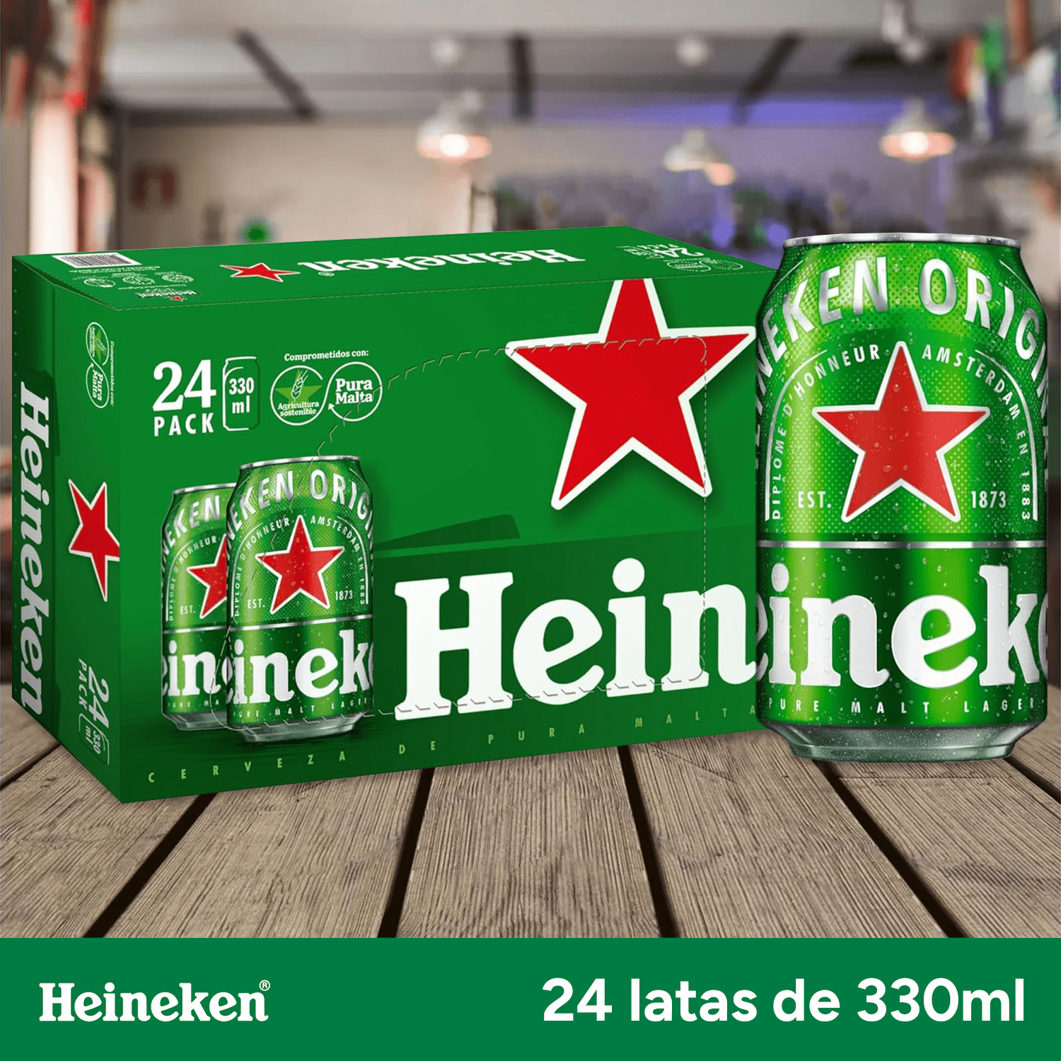 Heineken Cerveza Lager, Cerveza 24 Latas de 330ml