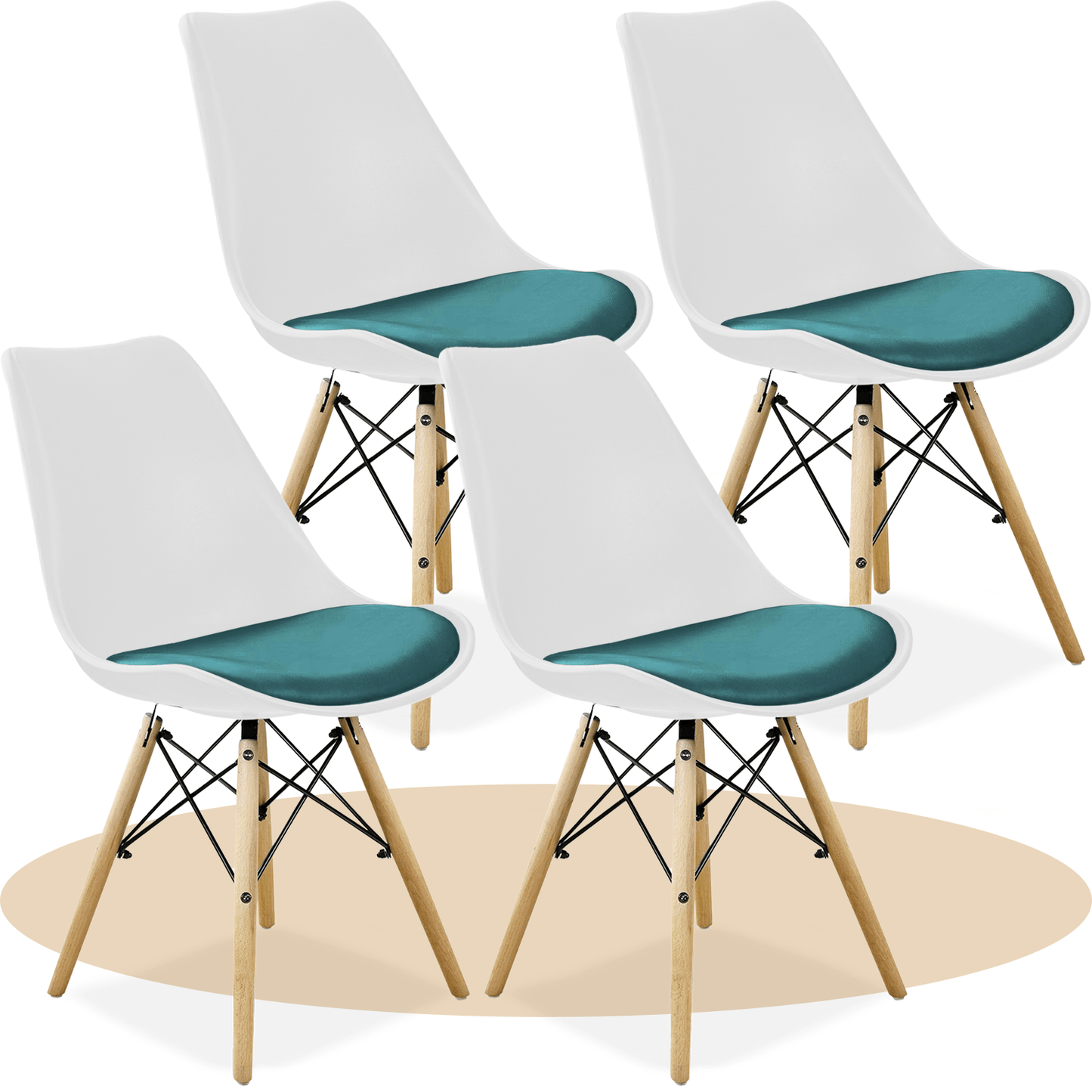 Sillas para Comedor, Sillas para Cocina con Asiento Blando, Tapizado y Patas Resistentes de Madera de Haya, Sillas Nórdicas Minimalistas, 49.5 x 44 x 79.5 cm