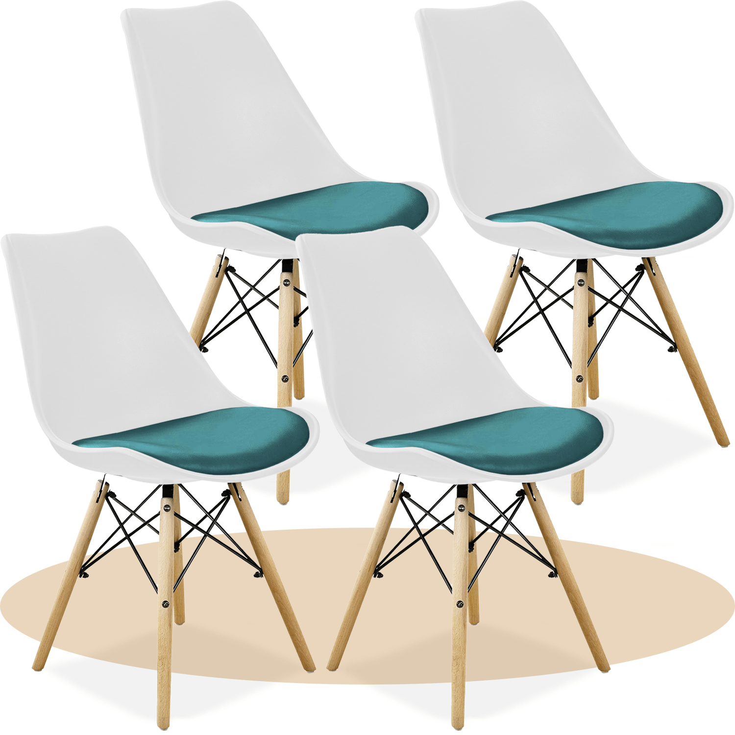 Sillas para Comedor, Sillas para Cocina con Asiento Blando, Tapizado y Patas Resistentes de Madera de Haya, Sillas Nórdicas Minimalistas, 49.5 x 44 x 79.5 cm