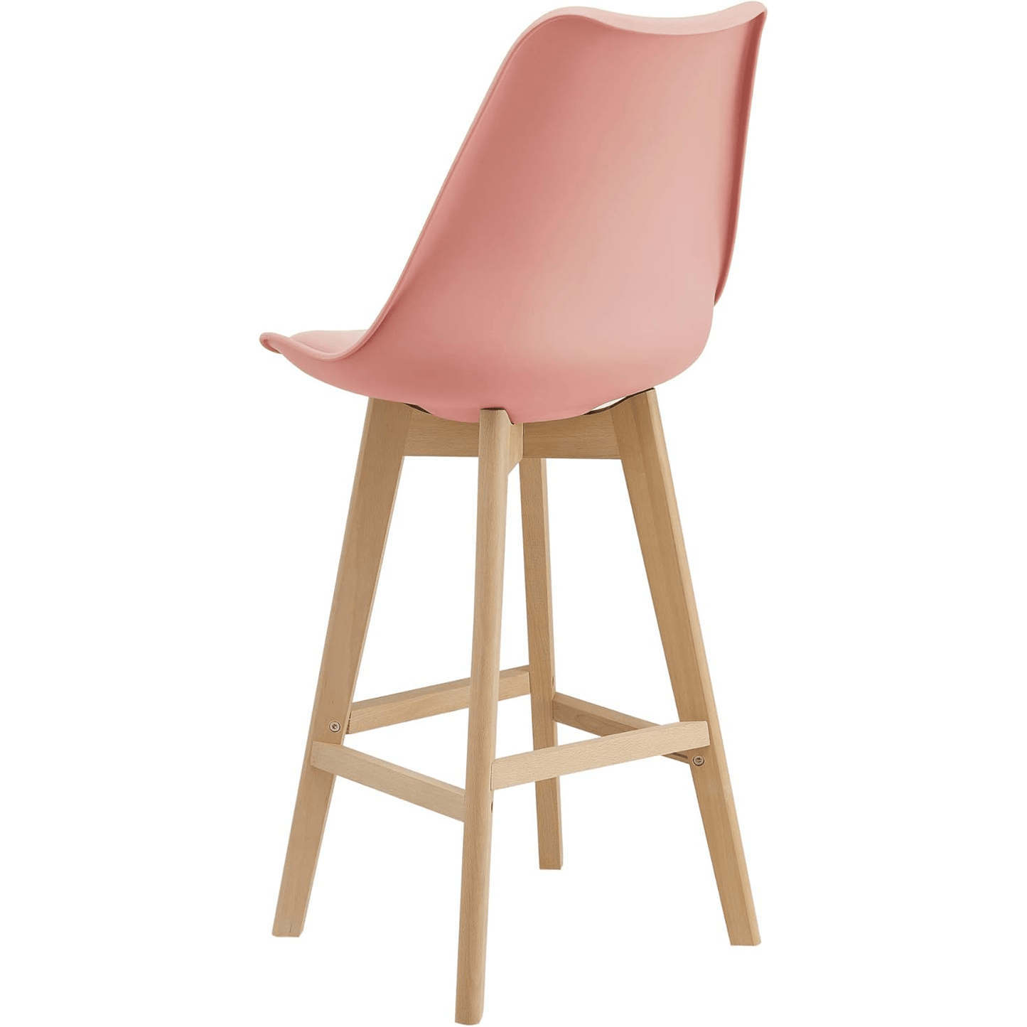 Taburete Alto Cocina con Respaldo, Asiento Blando y Tapizado, Patas Altas Resistentes de Madera de Haya con Reposapiés, Sillas Nórdicas, Ideal para Cocina, Salón, Comedor y Restaurante, 54.5 x 49.5 x 106 cm