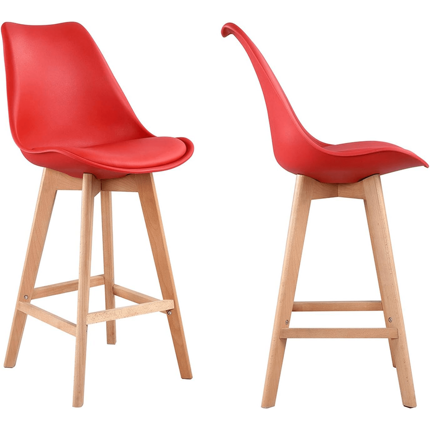 Taburete Alto Cocina con Respaldo, Asiento Blando y Tapizado, Patas Altas Resistentes de Madera de Haya con Reposapiés, Sillas Nórdicas, Ideal para Cocina, Salón, Comedor y Restaurante, 54.5 x 49.5 x 106 cm