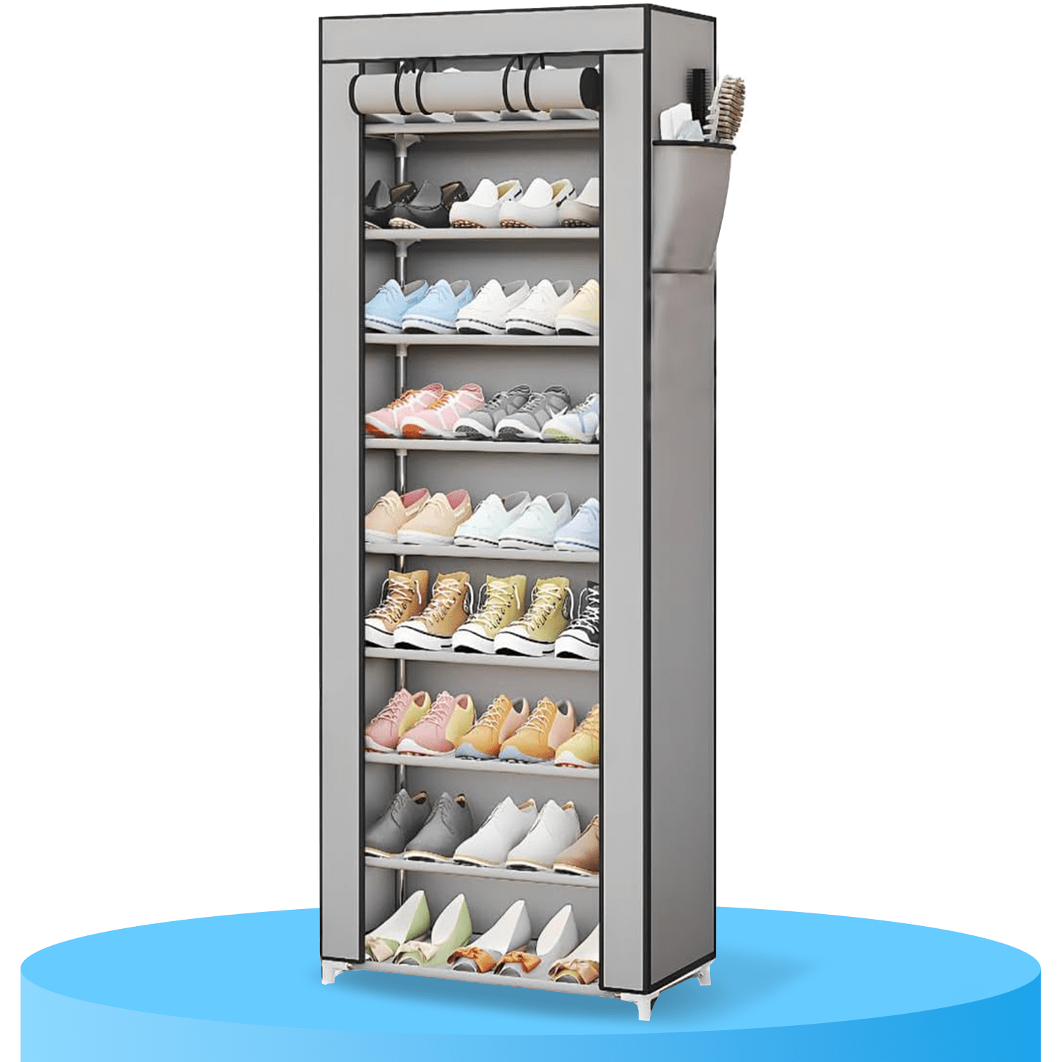 Zapatero Organizador de Tela con Cubierta Frontal, Organizador de Zapatos de Gran Capacidad ideal para Ahorrar Espacio, Organizador de Almacenamiento de Zapatos, Zapatero Multinivel, 158 x 30 x 58 cm