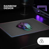 Mars Gaming MMP124, Alfombrilla Gaming 360x260mm, Diseño de Bordes Rainbow, Base Antideslizante de Caucho Natural, Superficie Nanotextil de Alta Precisión, Alfombrilla de Ratón Flexible, Negro