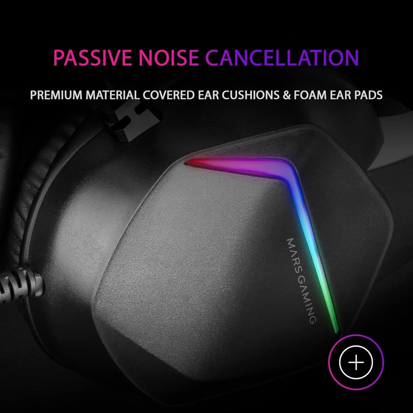 Mars Gaming MH122, Cascos Gaming FRGB Over Ear con Micrófono, Sonido HiFi, Cancelación de Sonido, Ultraligeros, PS4 PS5 Xbox Switch Switch 2 Tablet Windows Mac, Negro