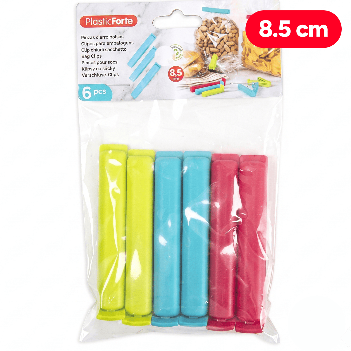 Pinzas Cierra Bolsas Cocina, Ideales para Conservar Alimentos Frescos por más Tiempo, Rápido Clip y Sello, Perfecto para Sellar Bolsas de Alimentos y Aperitivos, Proporcionan un Sellado Hermético, 8.5 cm