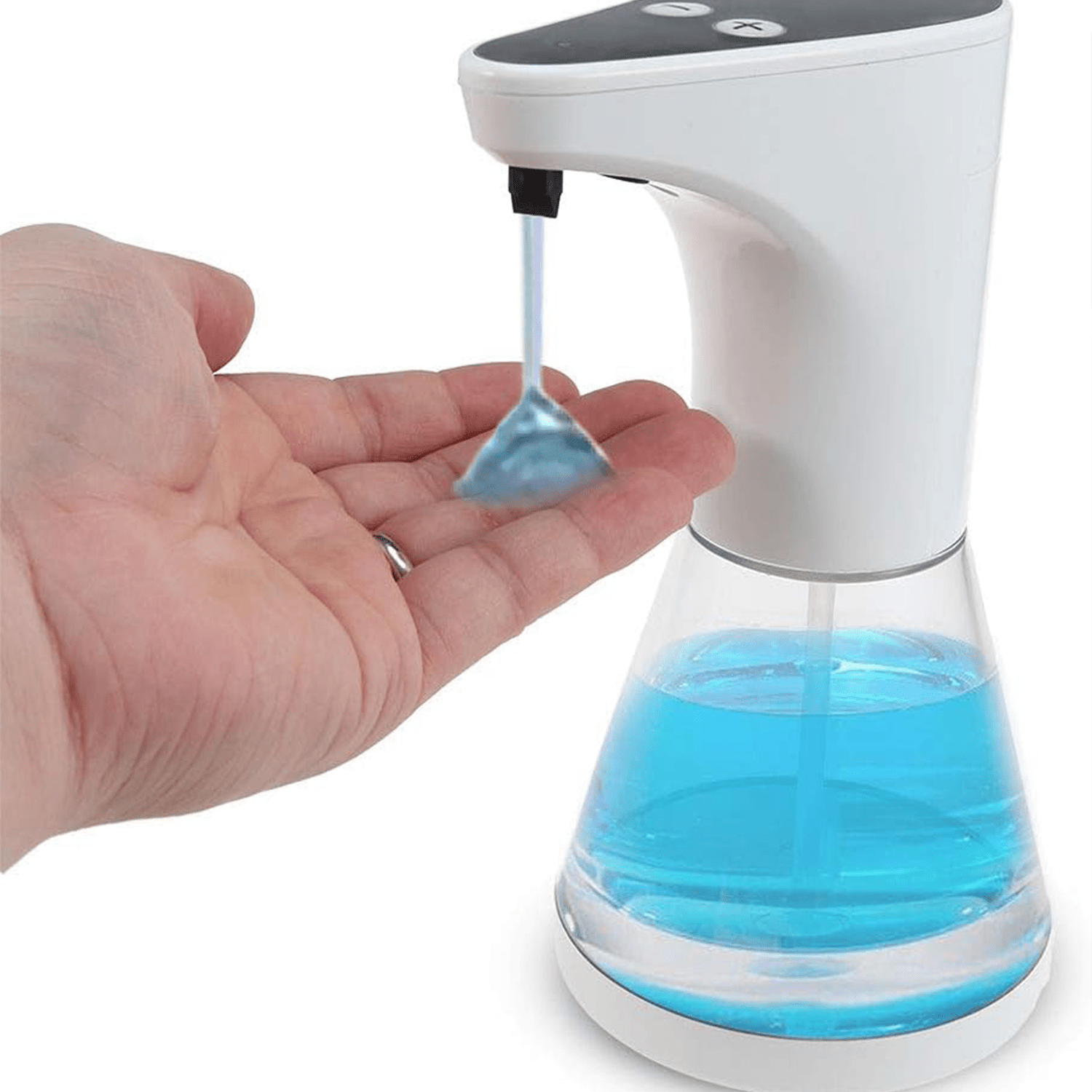 Dispensador Jabon Automático de 500ml, Sensor Automático, 5 Niveles de Dosificación, Ideal para Baño y Cocina, Funciona con 4 Pilas AA (no incluidas), Modo Goteo