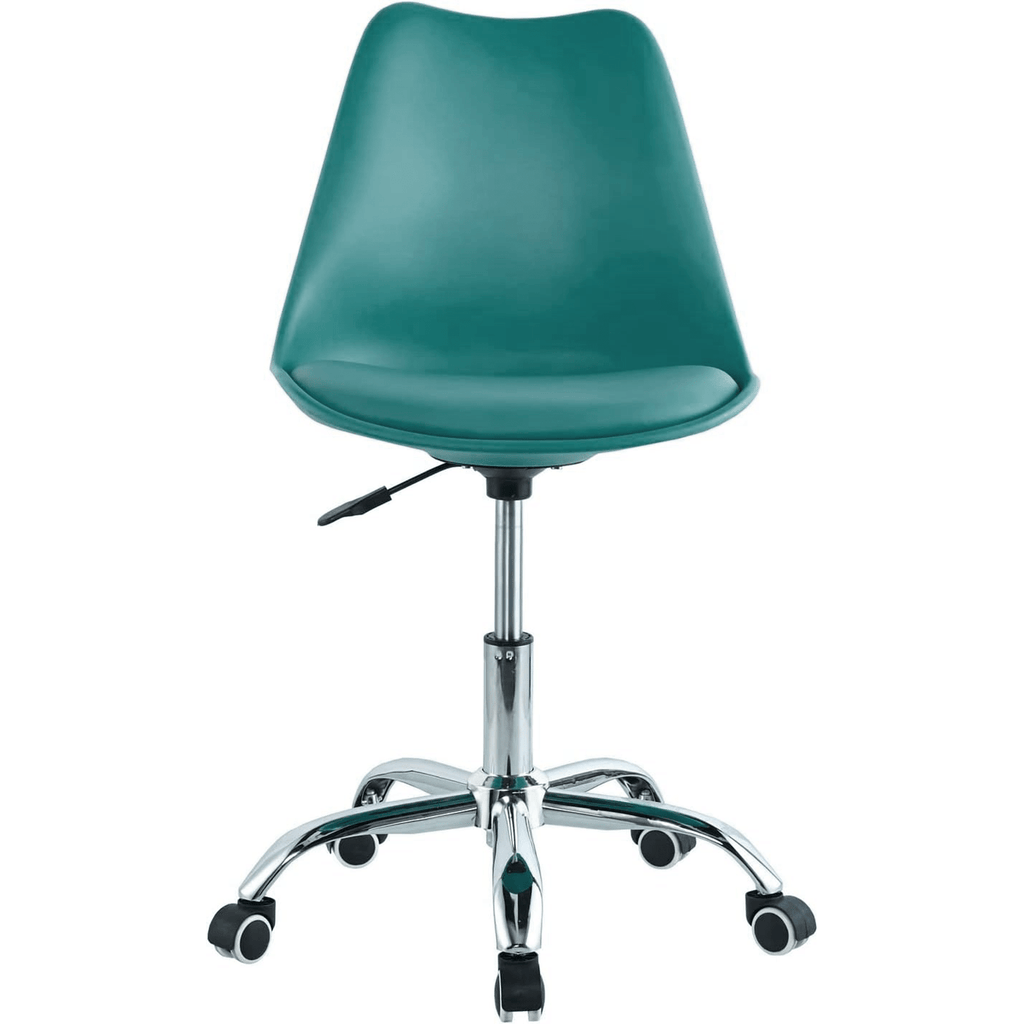 Silla Escritorio Ergonómica con Ruedas, Silla Oficina Giratoria con Altura Ajustable, Acolchada, Estilo Nórdico, Ideal para Estudio y Oficina
