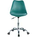 Silla Escritorio Ergonómica con Ruedas, Silla Oficina Giratoria con Altura Ajustable, Acolchada, Estilo Nórdico, Ideal para Estudio y Oficina
