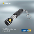 Linterna con Pilas, Luz LED, 12 Lumens, 6.5h de Duración, 22m de Alcance, Carcasa Resistente a Golpes, Llavero Incluido, Funciona con 1 Pila AAA (incluida), 9.4cm de Longitud - VARTA