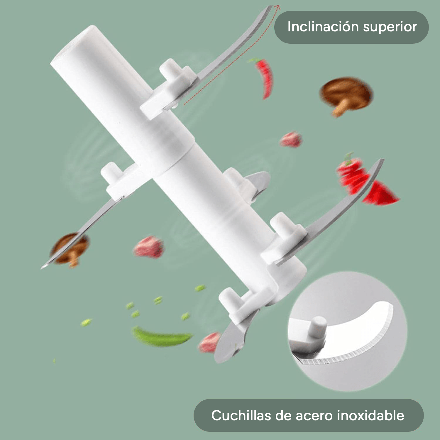 Picadora de Alimentos, Picadora Manual de Cocina, 900ml de Capacidad, Trocea, Mezcla, Machaca y Muele, 5 Cuchillas de Acero Inoxidable, Resistente, Fácil de Limpiar, Perfecto para Fruta, Verdura, Carne, Hierbas