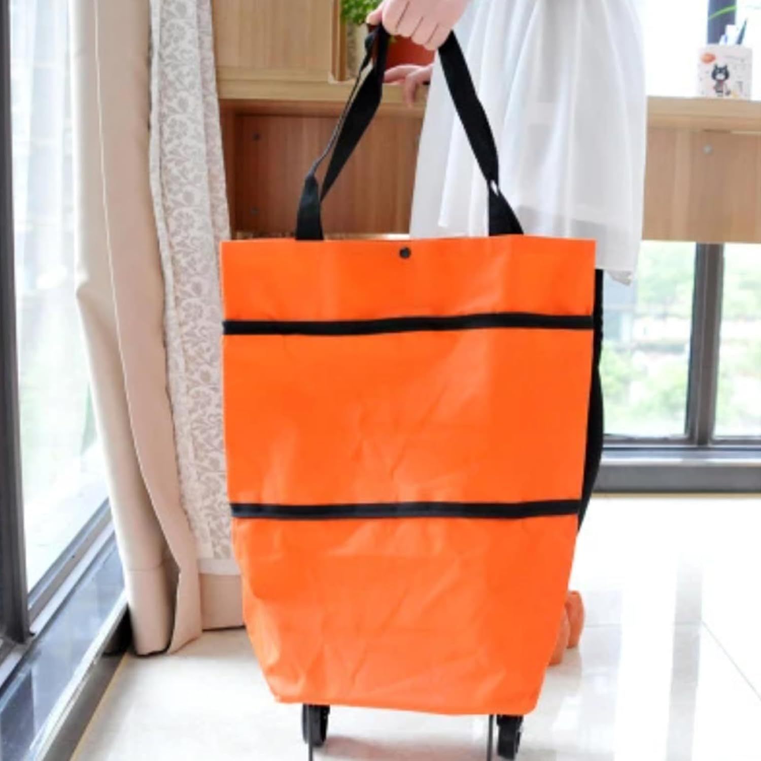 Carro Compra Plegable, Bolsa Carro Compra Plegable con Reudas, Gran Capacidad, Bolsa de Compras Multiusos, Facil de Llevar y Guardar, Hecho en Tela Oxford 600D Resistente, Fondo Reforzado, Dimensión Cerrado: 40 x 16 x 32 cm