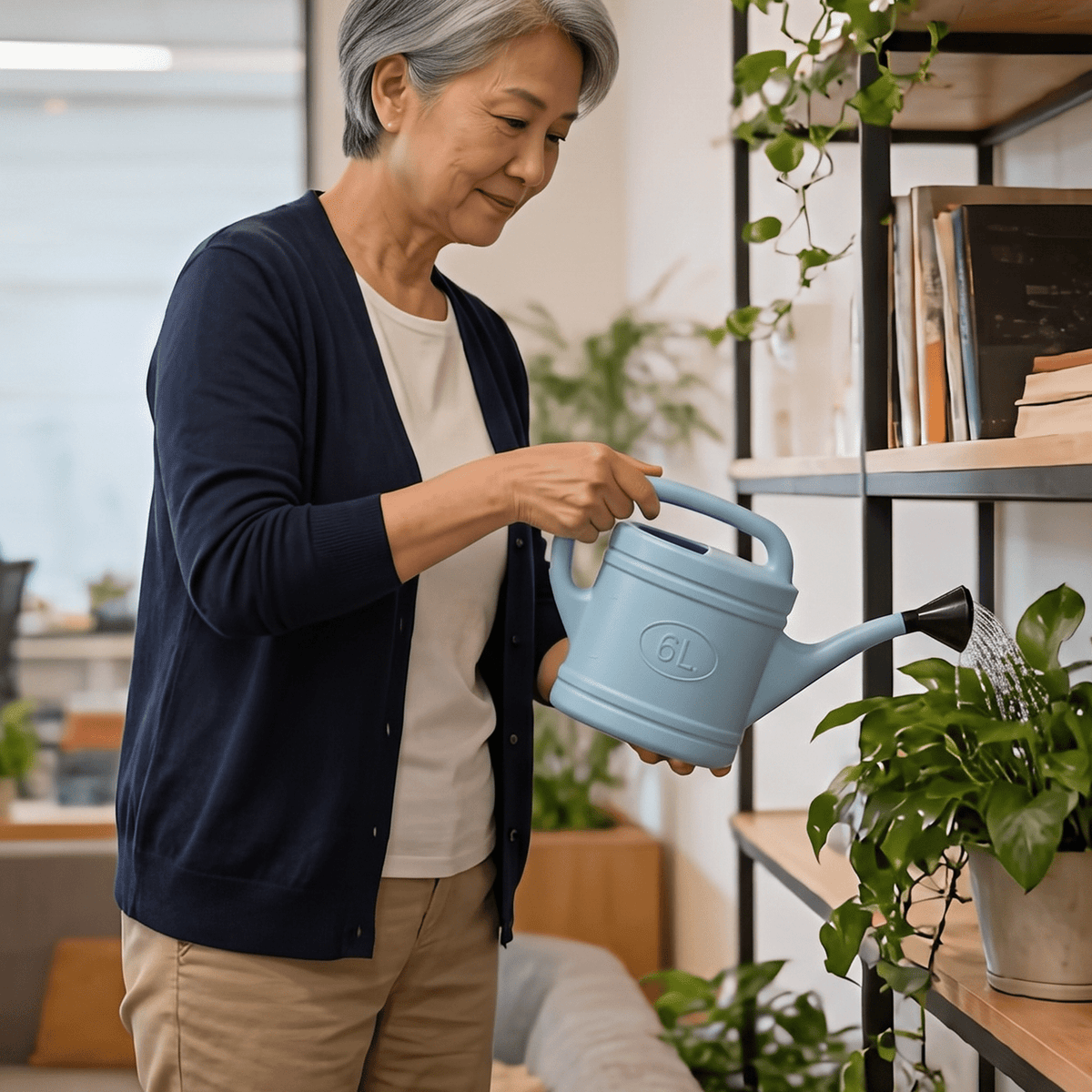Regadera Plantas 6 Litros, Uso doméstico, Riego sin Esfuerzo, Fabricada en Plástico de Alta Calidad, Ideal para Jardines Interiores y Exteriores