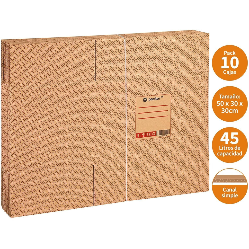 Pack 10 Cajas Carton para Mudanzas y Almacenaje Ultra Resistentes con Asas