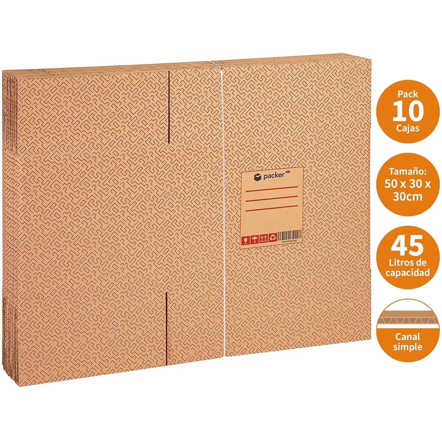 Pack 10 Cajas Carton para Mudanzas y Almacenaje Ultra Resistentes con Asas