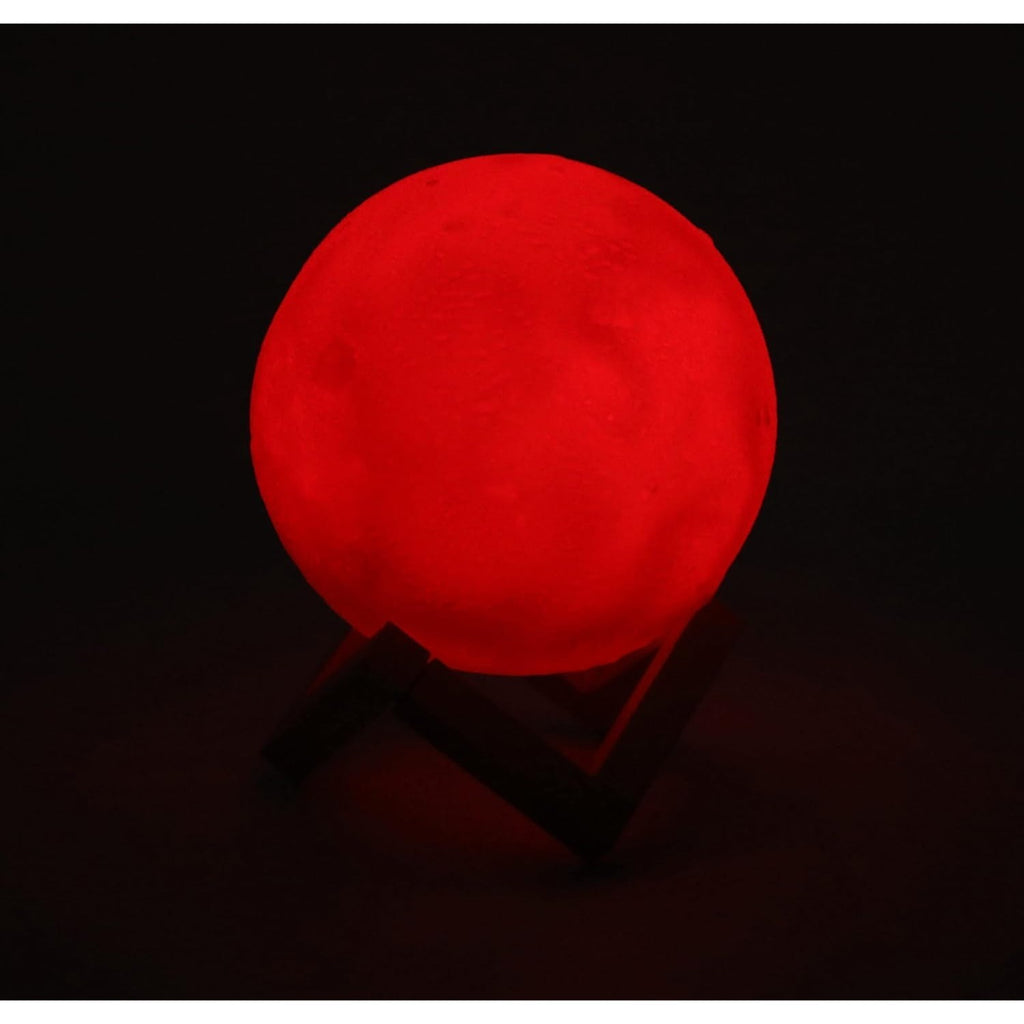 Lámpara Luna de 16 Colores, Mando a Distancia, Incluye Base de Madera y Cable USB de Carga, Tamaño de la Esfera: 15 cm, 16 Modos de Color, Batería de litio: 300 mAh