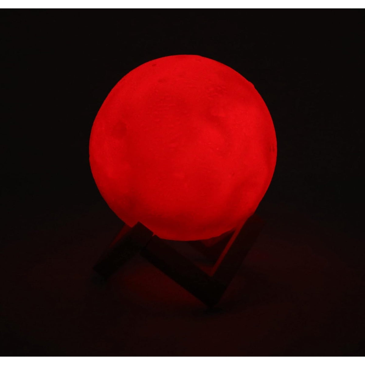 Lámpara Luna de 16 Colores, Mando a Distancia, Incluye Base de Madera y Cable USB de Carga, Tamaño de la Esfera: 15 cm, 16 Modos de Color, Batería de litio: 300 mAh