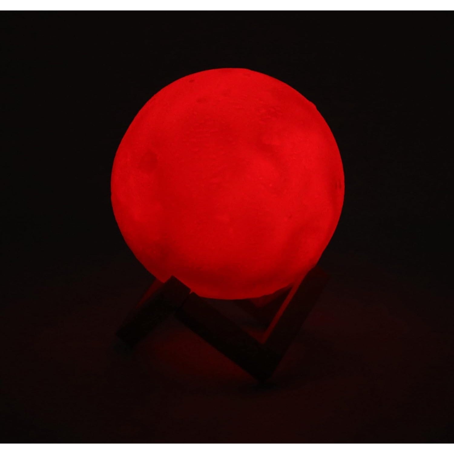 Lámpara Luna de 16 Colores, Mando a Distancia, Incluye Base de Madera y Cable USB de Carga, Tamaño de la Esfera: 15 cm, 16 Modos de Color, Batería de litio: 300 mAh