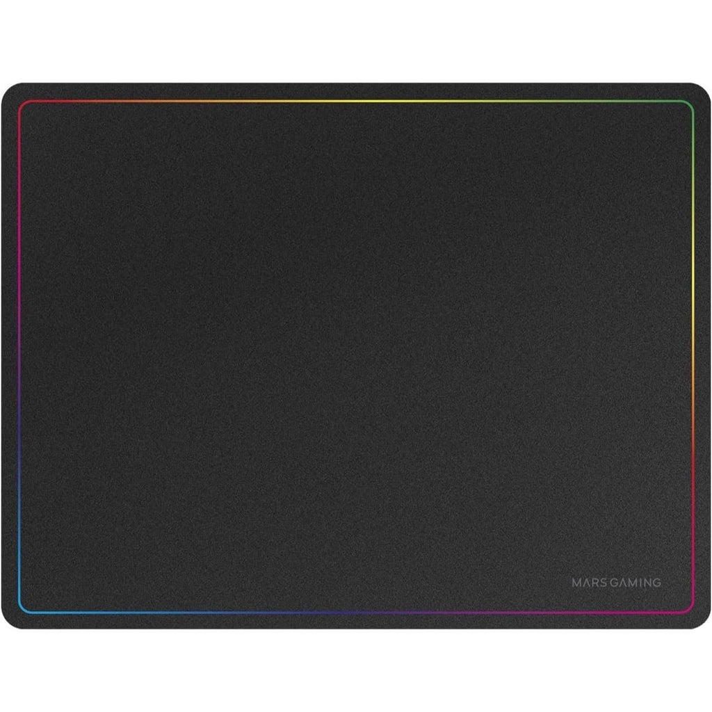Mars Gaming MMP124, Alfombrilla Gaming 360x260mm, Diseño de Bordes Rainbow, Base Antideslizante de Caucho Natural, Superficie Nanotextil de Alta Precisión, Alfombrilla de Ratón Flexible, Negro