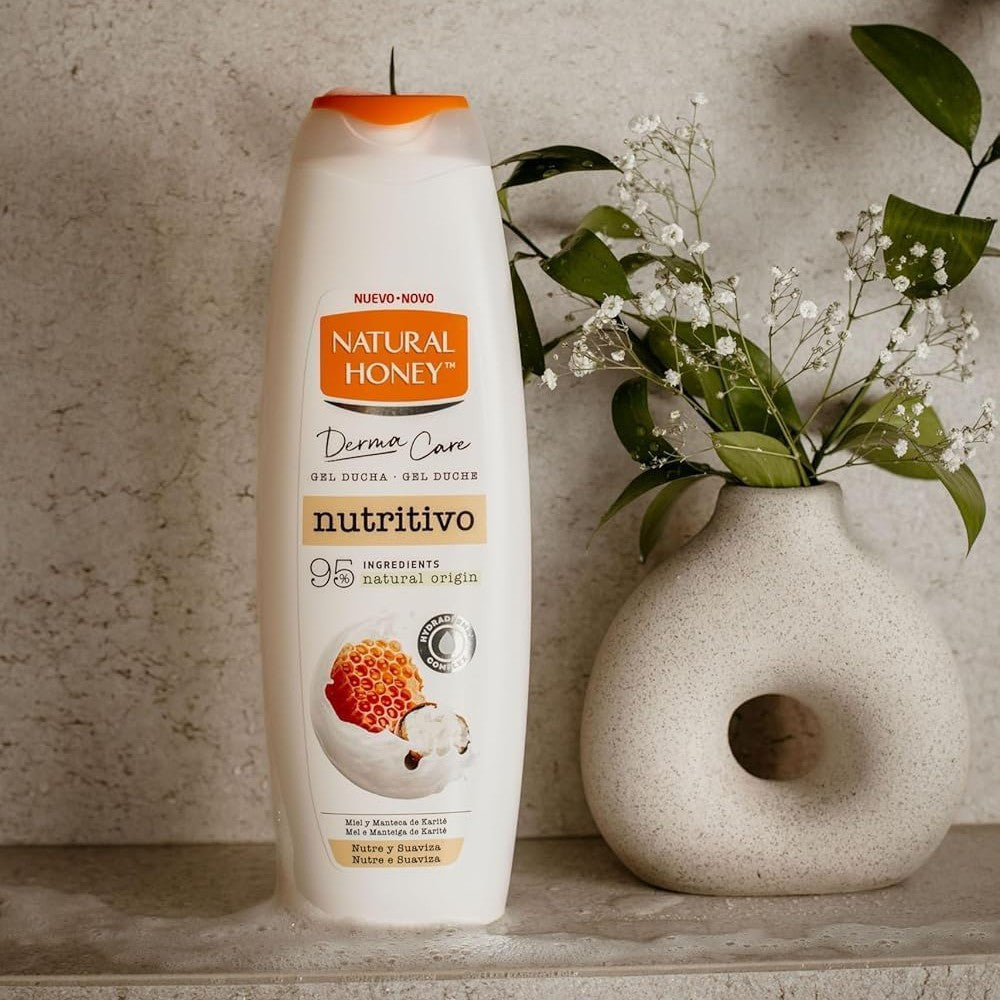 Natural Honey, Gel de Ducha Hidratante con Extracto de Miel y Manteca de Karité, Nutre y Suaviza para una Piel Suave, Fresca y Protegida, Línea Derma Care, 650 ml