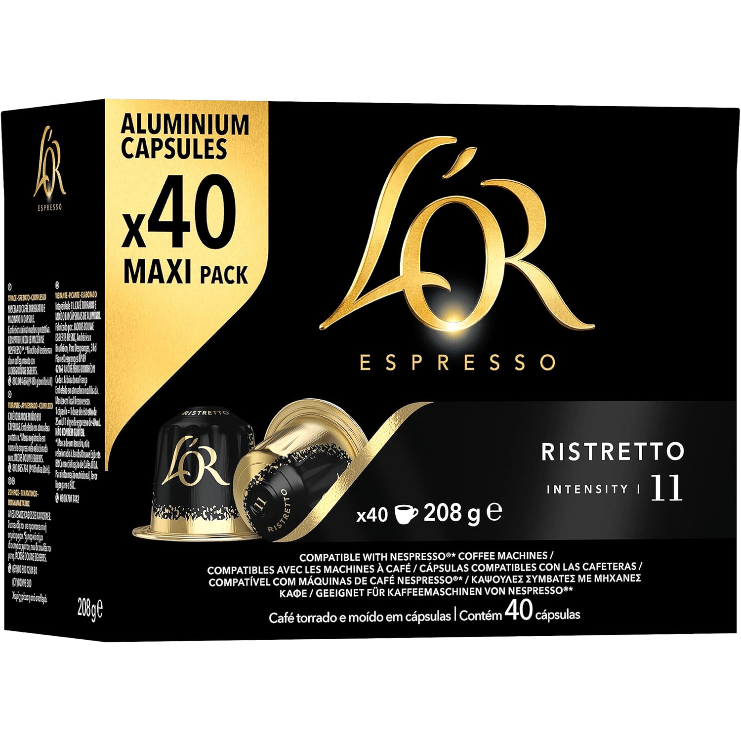 L'Or Espresso Capsulas de Cafe, Intenso, Potente, Especiado y con Carácter, Cápsulas Compatibles con Cafeteras Nespresso, 40/80/120/200/320/400 Cápsulas