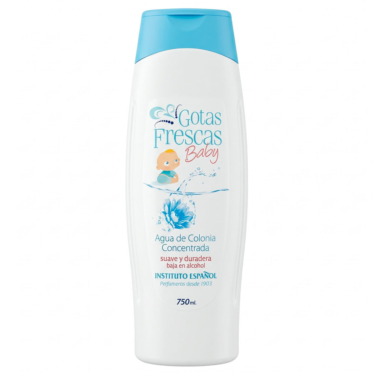 Instituto Español Gotas Frescas Baby Agua de Colonia, Colonia Infantil de Aroma Fresco y Suave, con Notas de Bergamota, Mandarina, Rosas y Lirios del Valle, 750 ml