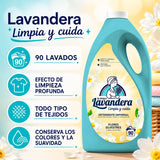 La Antigua Lavandera Detergente Líquido Flores Silvestres, para Lavar y Cuidar la Ropa Blanca y de Color, Ayuda a Eliminar la Suciedad y Deja un Fresco Aroma Floral Duradero, 90 Lavados