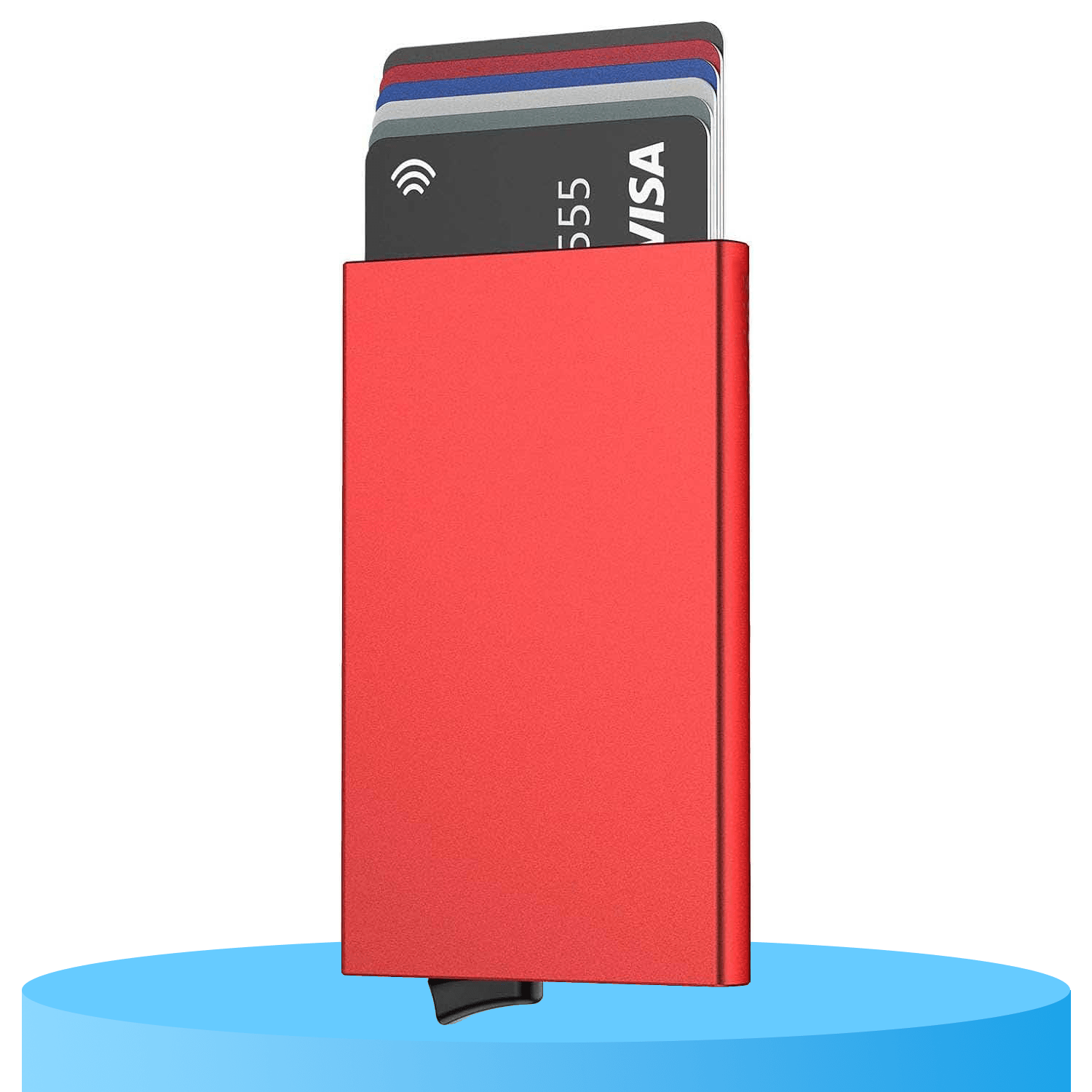 Tarjetero Aleación de Aluminio Unisex Super Delgado con Capacidad para 6 Tarjetas, Protección Contra Cobros No Autorizados, Bloqueo de RFID y NFC, Bloqueo de Seguridad Anti pérdida, Botón de Acceso Rápido