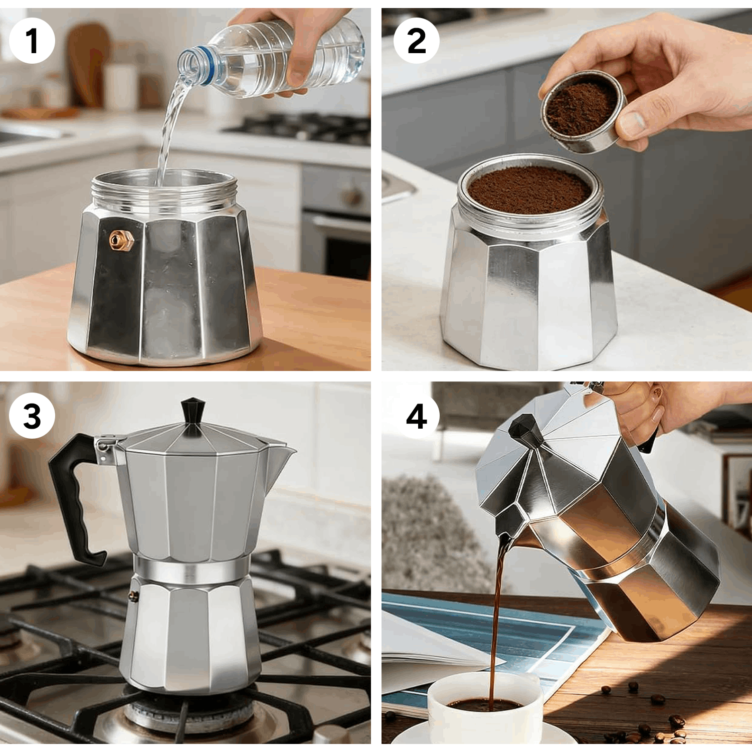 Cafetera Italiana 9 Tazas, Cafetera Italiana de Aluminio con Mango Ergonómico, Compatible con Cocina de Gas, Vitrocerámica e Inducción, Válvula de Seguridad