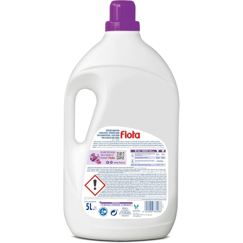 FLOTA Detergente Líquido Quitamanchas incluso en Agua Fría para Lavadora, Para Ropa Blanca y de Color, Fragancia Esencia, 2x100 Lavados, Formato Familiar