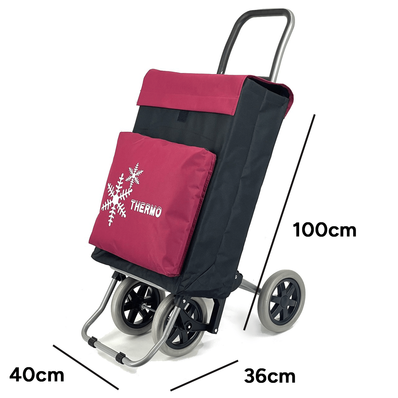 Carro Compra Plegable con Bolsillo Térmico para Congelados, Carro Plegable con Ruedas, 2 Compartimentos, Con Capacidad de hasta 50 Litros y 40 Kg de Carga Máxima, 4 Ruedas Grandes Resistentes y Estables Ideales para Facilitar el Transporte y Llevar mejor