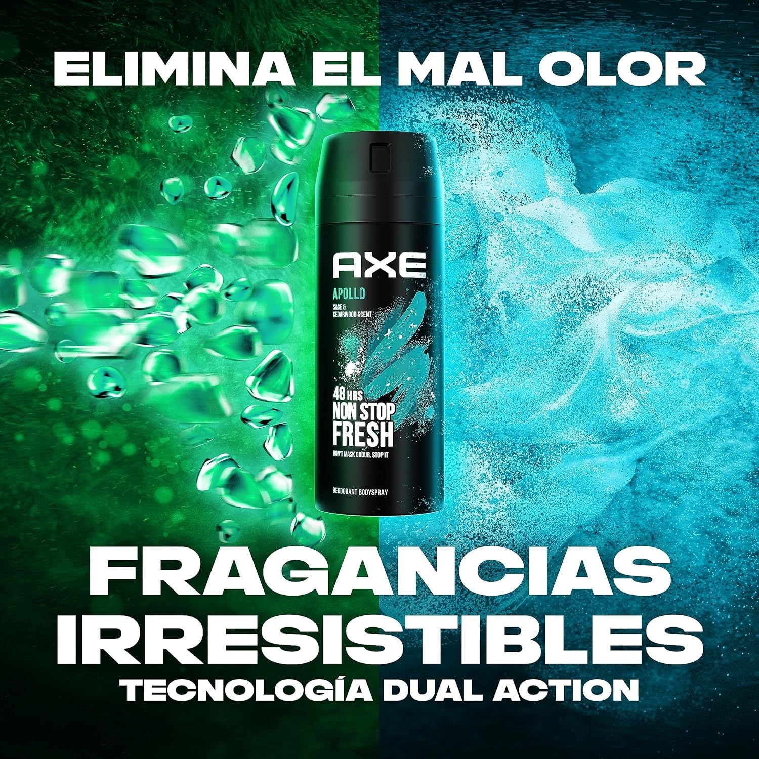 Axe Desodorante Spray Apollo, Aroma a Frutas Verdes, Olor Irresistible durante 48 horas, 150ml por Spray