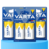 Pilas D Alcalinas de Alto Rendimiento, VARTA Energy, Larga Duración, Energía Potente y Continua, Ideal para Linternas de Alto Consumo, Radios Portátiles, Juguetes Grandes, Equipos de Sonido y Dispositivos Industriales - VARTA