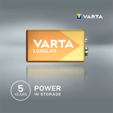 Pilas 9V Alcalinas, Pilas 9v Cuadradas de Alto Rendimiento, VARTA Longlife, Ultra Larga Duración, Energía Continua, Ideal para Detectores de Humo, Micrófonos Inalámbricos, Pedales de Guitarra, Multímetros, Electrodomésticos