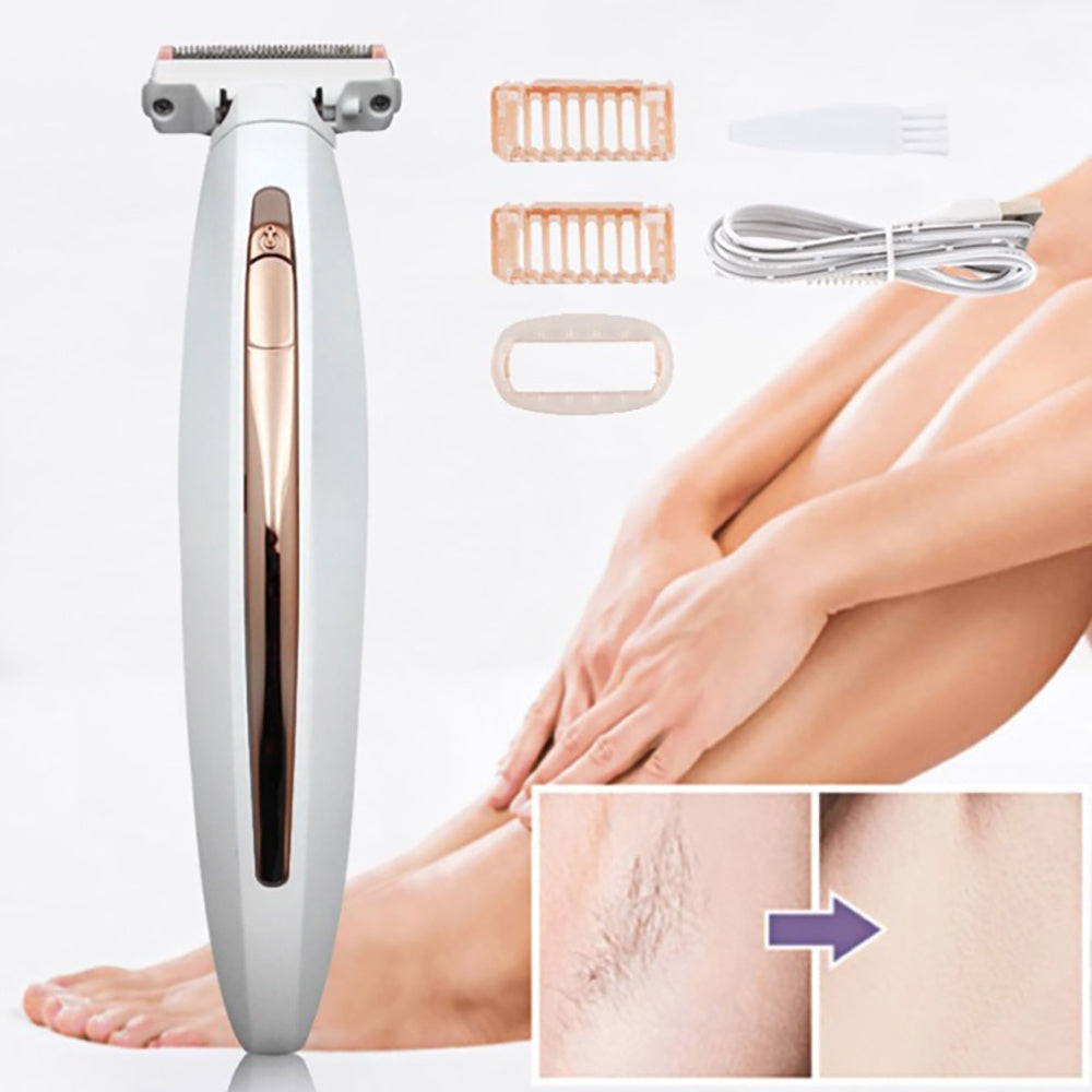 Depiladora Eléctrica Mujer con 3 Peines Guía, Batería de 200mAh, Cable de Carga de 80cm, Hecho de ABS y Acero Resistente, Depiladora USB Compacta y Portátil