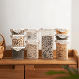 Recipientes Almacenamiento Cocina, Set de 4 Recipientes de Botes Cocina Almacenaje de Plástico, Capacidad para 240ml, 650ml, 1000ml y 2200ml, Cierre Hermético con Tapa, Apilables