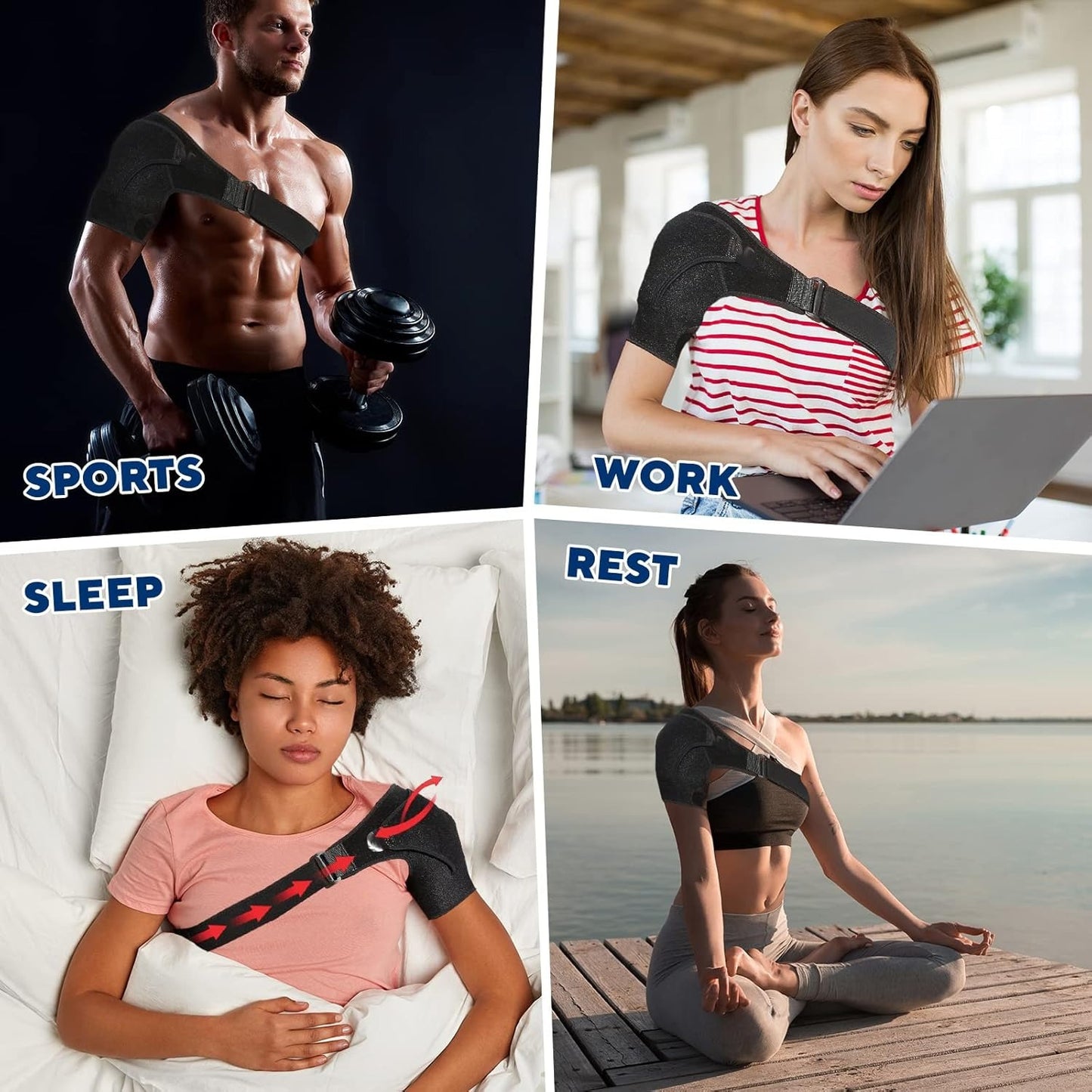 Hombrera Ortopédica, hombrera Tendinitis Ajustable, Hombrera Deportiva de Neopreno, Ayuda a Aliviar Dolores en el Hombro, Bolsillo Ajustable para Terapias Frío / Calor, Talla Única