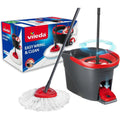 Vileda Set Fregona y Cubo de Limpieza con Pedal y Escurrefácil Giratorio, Fregona con Mango Extra Largo, Cabezal Triangular de Microfibra ideal Para los Rincones