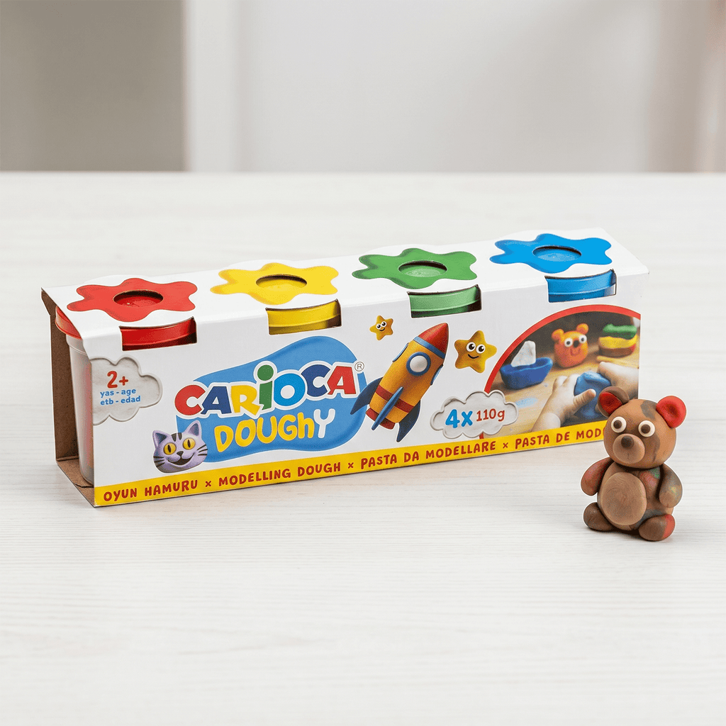 CARIOCA Pasta de Modelar, 4 Colores, Ideal para Manualidades, 4 Colores de 110g