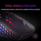 Mars Gaming MMW3, Ratón Gaming Inalámbrico Ultraligero Hive, RGB Flow, Sensor 3200 dpi, Switches Mecánicos HUANO, Batería Recargable, 2.4G USB, Negro