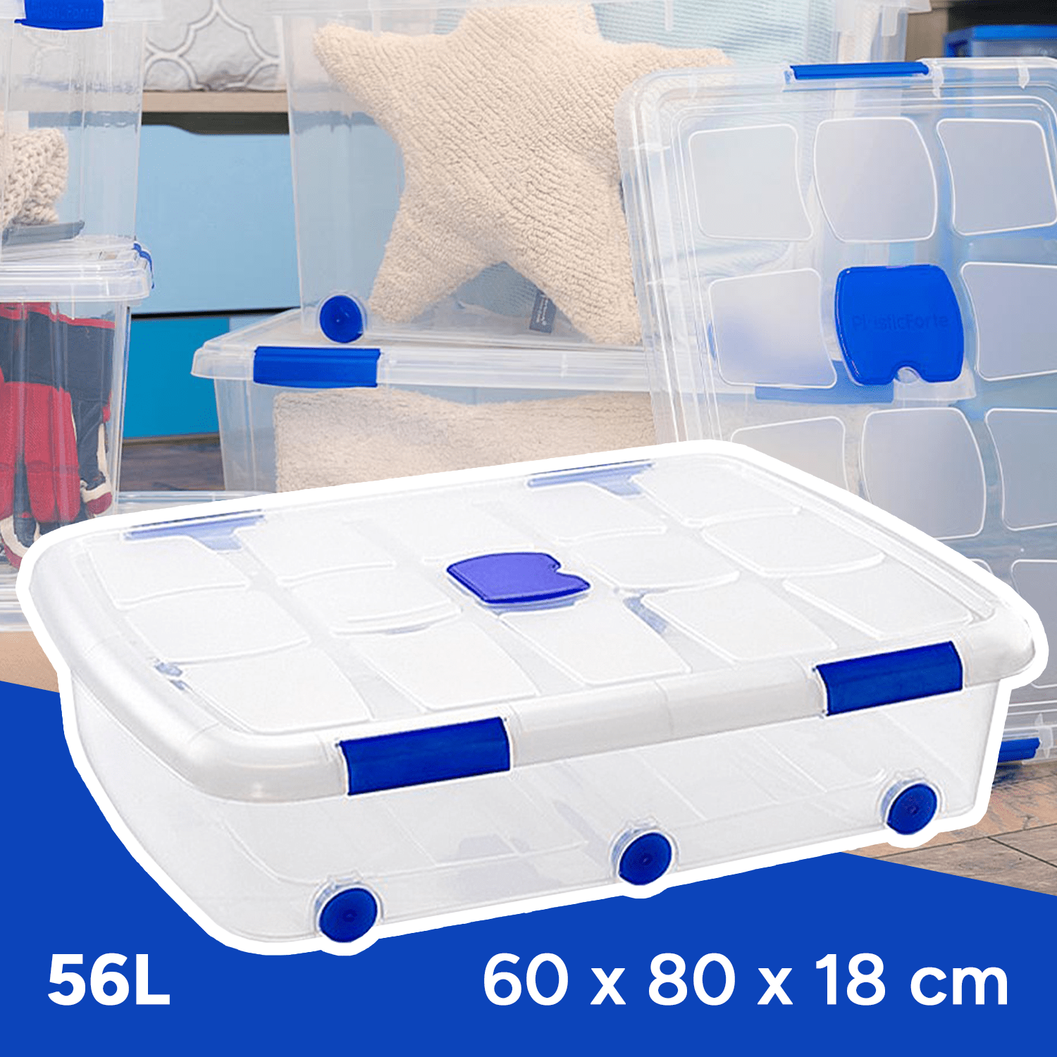 Caja Almacenamiento plástico para Guardar y Ordenar Juguetes, Libros, Documentos, Ropa, Mantas. Cierre Hermético, Gran Capacidad y Resistencia