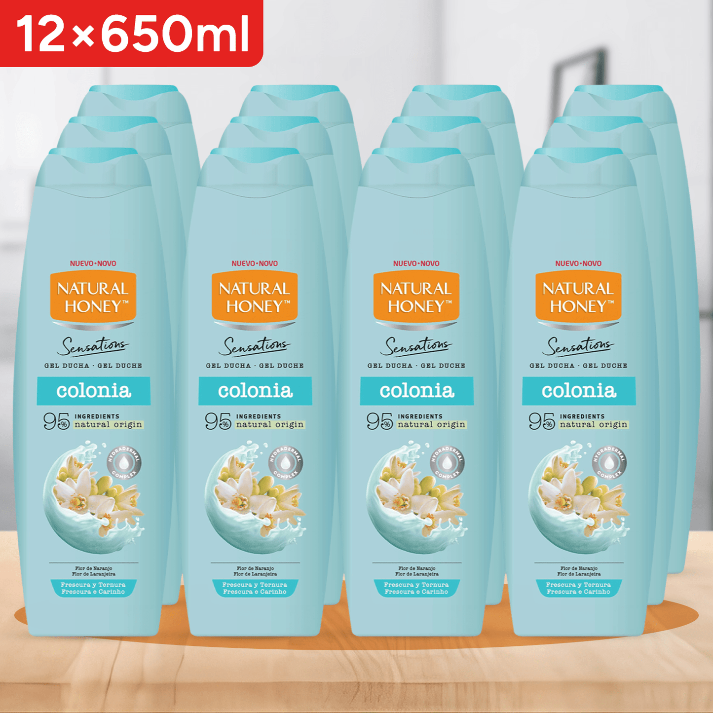 Natural Honey, Gel de Ducha Colonia con Extracto de Flor de Naranjo y Hydradermal Complex para una Piel Suave, Radiante e Hidratada, Refrescante y Delicado, Línea Sensations, 650 ml