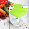 Picadora de Alimentos, Picadora Manual de Cocina, 900ml de Capacidad, Trocea, Mezcla, Machaca y Muele, 5 Cuchillas de Acero Inoxidable, Resistente, Fácil de Limpiar, Perfecto para Fruta, Verdura, Carne, Hierbas