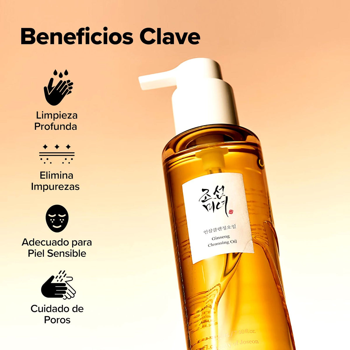 Beauty of Joseon Ginseng Cleansing Oil, Aceite Limpiador Facial con Ginseng, Ayuda a Eliminar Suciedad, Sebo e Impurezas sin Dejar Sensación Pesada, 210 ml