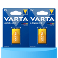 Pilas 9V Alcalinas, Pilas 9v Cuadradas de Alto Rendimiento, VARTA Longlife, Ultra Larga Duración, Energía Continua, Ideal para Detectores de Humo, Micrófonos Inalámbricos, Pedales de Guitarra, Multímetros, Electrodomésticos