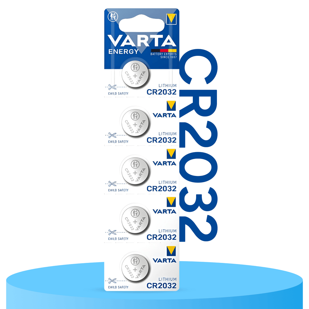 VARTA Pilas Boton CR2032 de Litio de Alto Rendimiento, 5 Unidades, Larga Duración, Ideal para Relojes, Controles Remotos, Calculadoras, Básculas, Audífonos, Juguetes y Otros Dispositivos Pequeños
