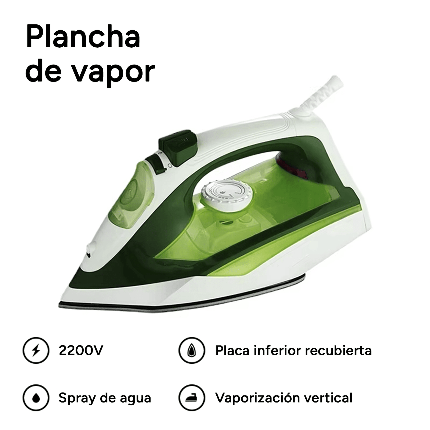 Plancha Vapor 2400W con Control de Vapor Variable, Función Autolimpiante, Suela Antiadherente y Cable de 1,9 m, Calentamiento Rápido, Ideal para Planchado Eficiente y Preciso