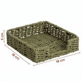 Servilletero de Mesa Tejido, para Organizar Servilletas en Cocina y Comedor, Diseño Decorativo de Estilo Natural, Color Verde, 18 x 18 x 5 cm