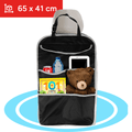 Organizador Asiento Coche, Correa Ajustable para Fácil Instalación, Ideal para Viajes Largos, 2 Compartimentos de Bolsillo: Compartimento Grande con Cremallera, Compartimento Grande con Botón de Cierre. 65 x 41 cm