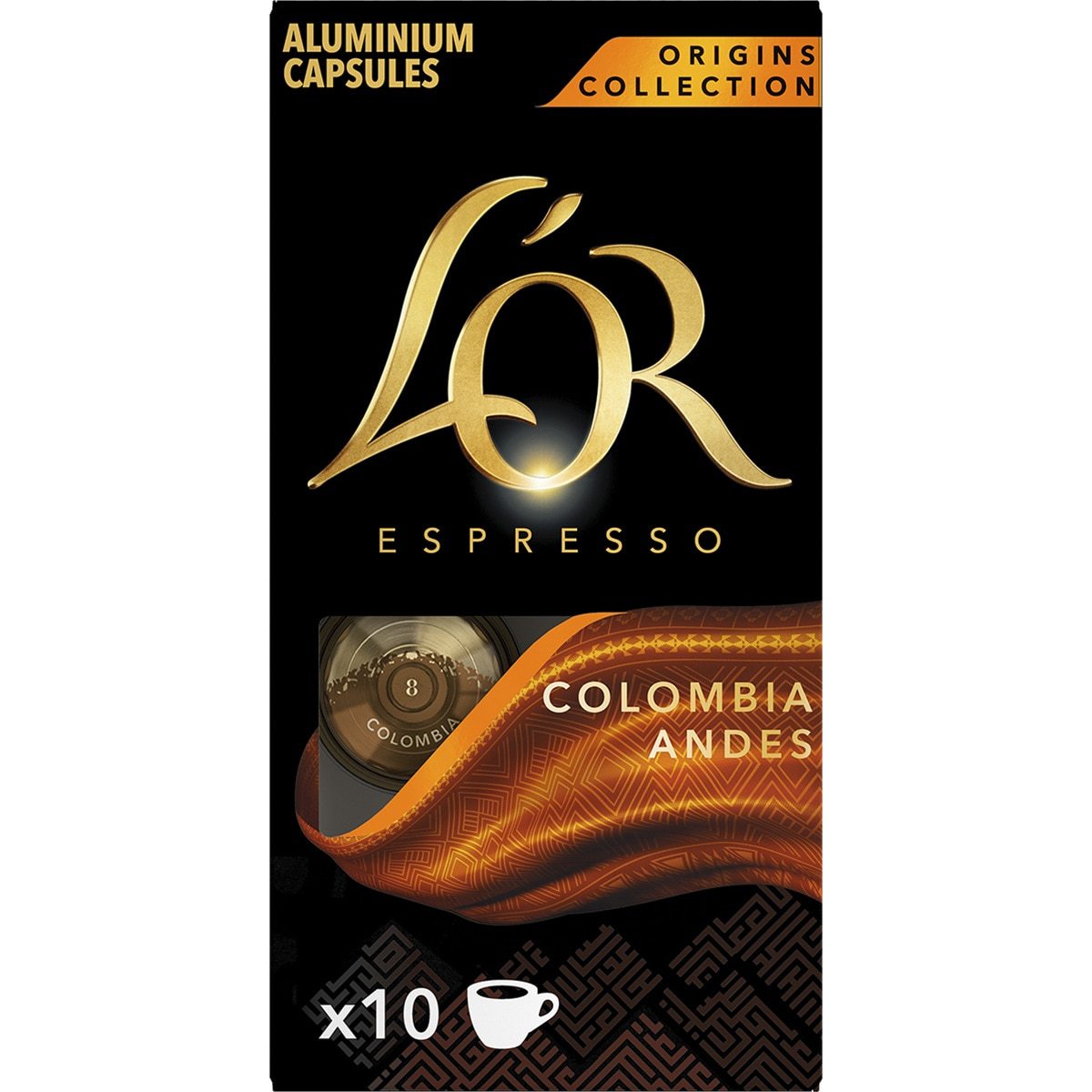 L'Or Espresso Café Cápsulas Colombia Andes Origins Collection, Intensidad 8, 10/50 Cápsulas